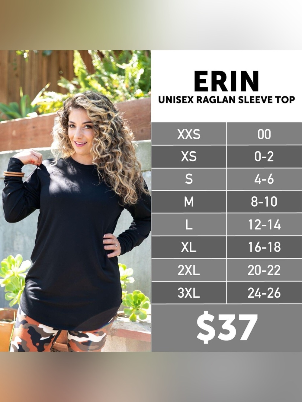 LuLaRoe Erin White and Tan Tie-Dye Raglan Sleeve Top - Picture 4 of 4
